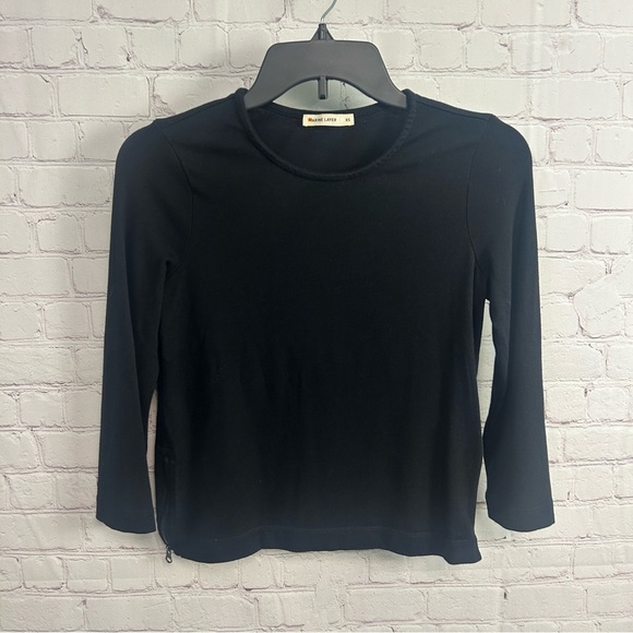 Marine Layer Polly side zipper neutral black cotton modal blouse size XS capsule - Picture 2 of 7